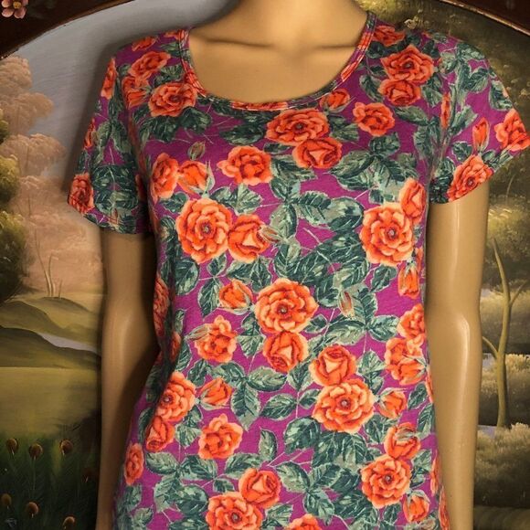 LuLaRoe Floral s/s Tee-XS - Picture 3 of 5